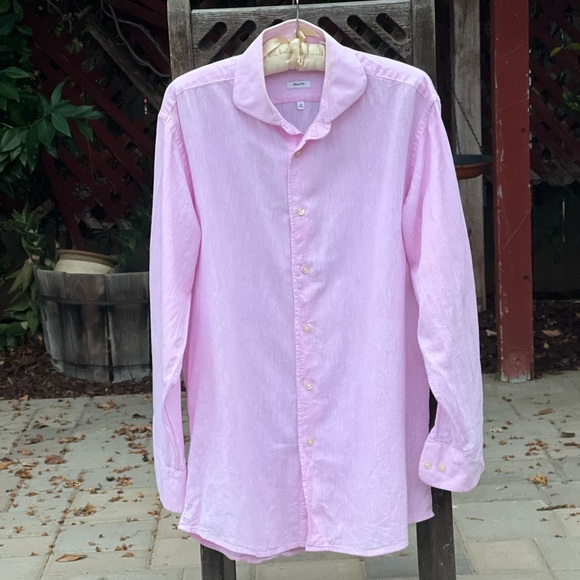 Isaac Mizrahi Other - Pink Isaac Mizrahi linen blend button down shirt|slim cut